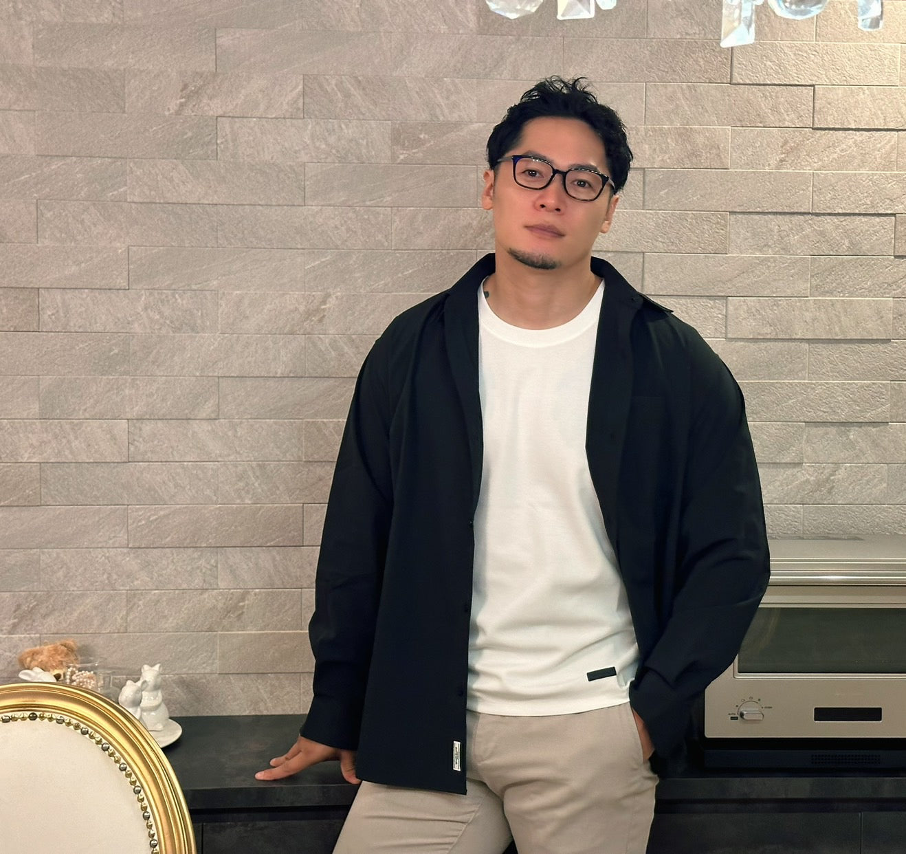 ルーズフィットタイプライターシャツ BLK
